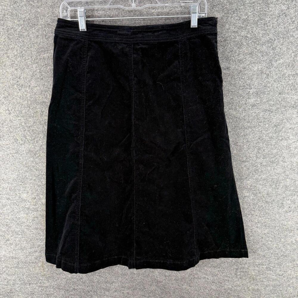 Croft & Barrow Skirt Women 6 Black A-Line Midi Zipper Mid Rise Corduroy Casual